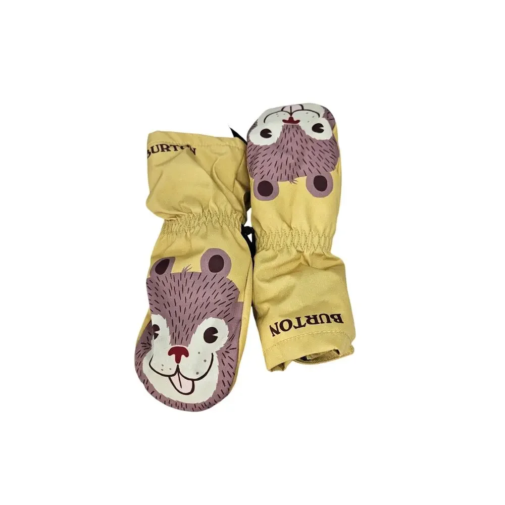 Burton Little Kids Yellow Minishred Grommitt Mittens Snow Bear Ski Snowboard